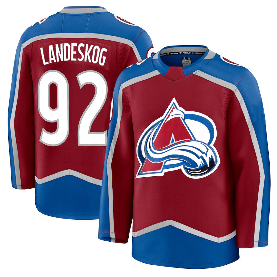 C.Avalanche #92 Gabriel Landeskog Player Fanatics Home Premium Burgundy Hockey Jerseys