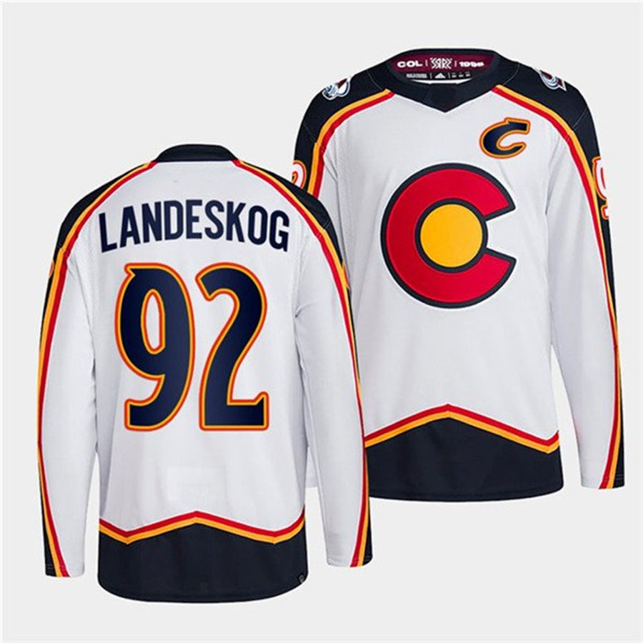 C.Avalanche #92 Gabriel Landeskog Player White Reverse Retro 2.0 Stitched Hockey Jersey