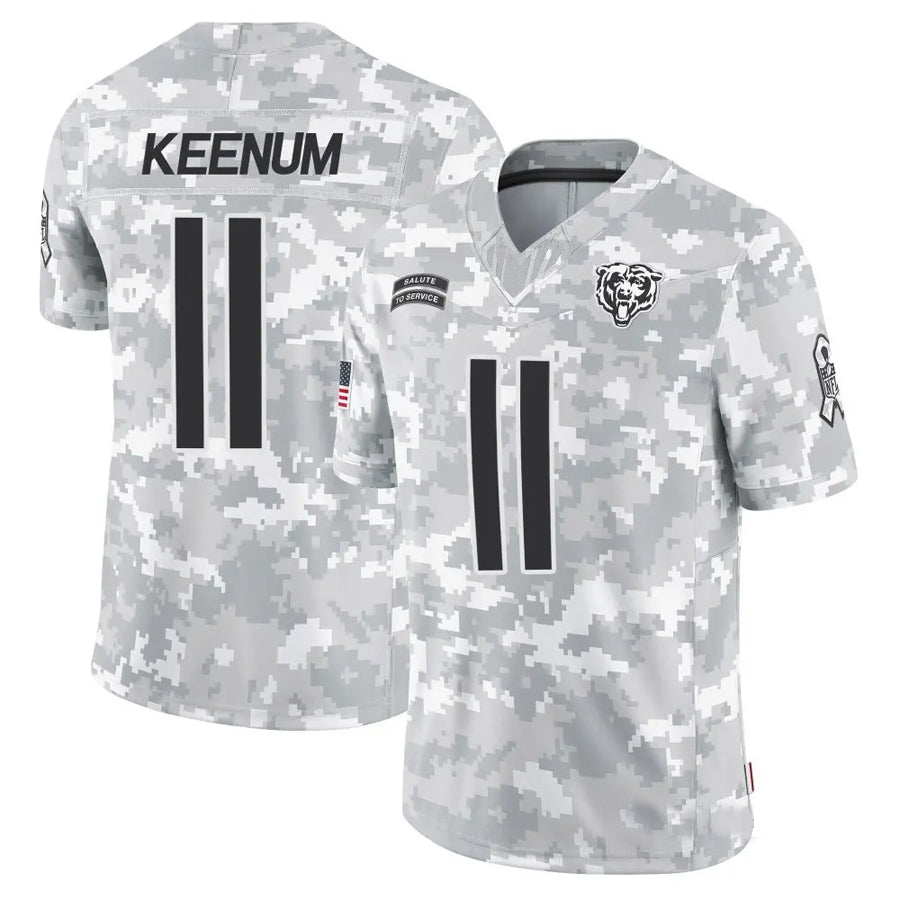 C.Bears #11 Case Keenum Player White Arctic Camo Salute to Service Limited Football Jerseys