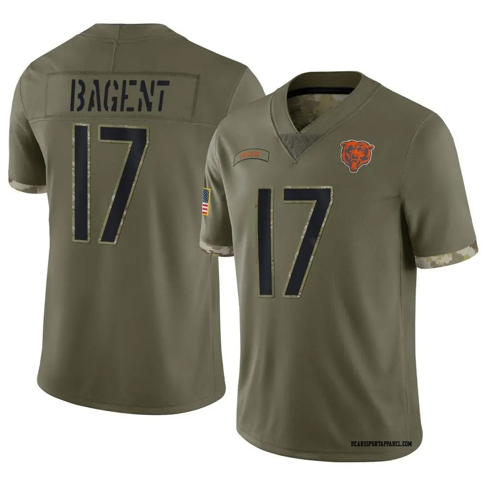 C.Bears #17 Tyson Bagent Player Salute to Service Limited Olive Football Jerseys