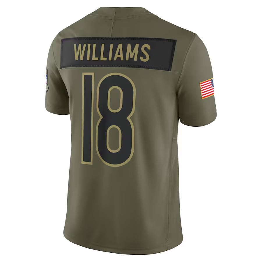 C.Bears #18 Caleb Williams Player Olive Salute to Service Limited Football Jerseys
