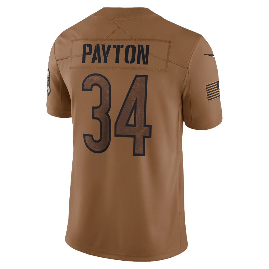 C.Bears #34 Walter Payton Player Brown Salute To Service Limited Football Jerseys