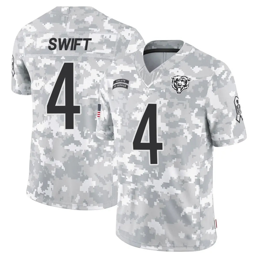 C.Bears #4 D'Andre Swift Player White Arctic Camo Salute to Service Limited Football Jerseys