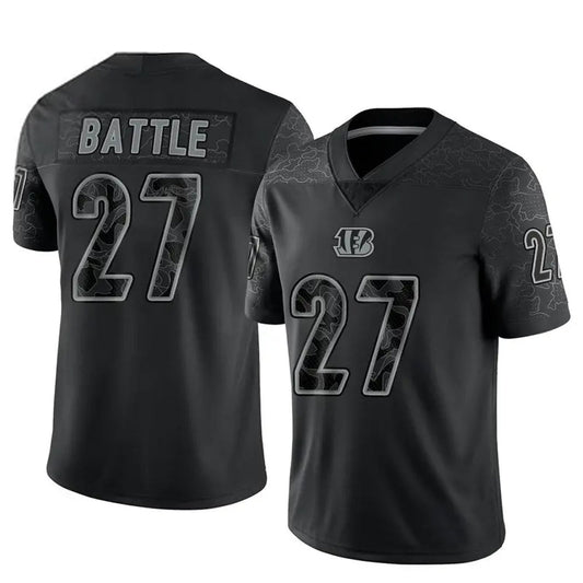 C.Bengals #27 Jordan Battle Player Black RFLCTV Limited Football Jerseys
