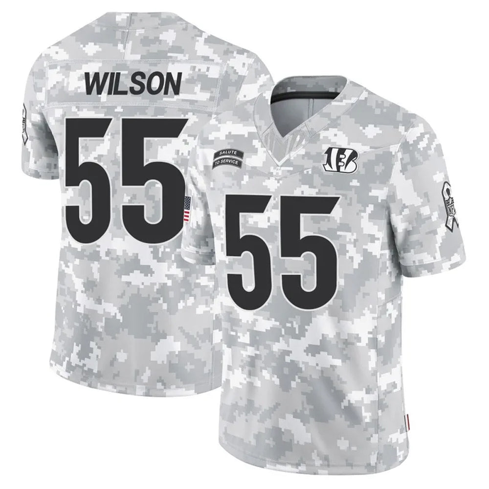 C.Bengals #55 Logan Wilson Player Arctic Camo Salute to Service Limited Football Jerseys