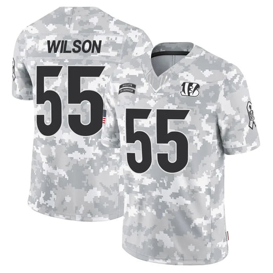 C.Bengals #55 Logan Wilson Player Arctic Camo Salute to Service Limited Football Jerseys