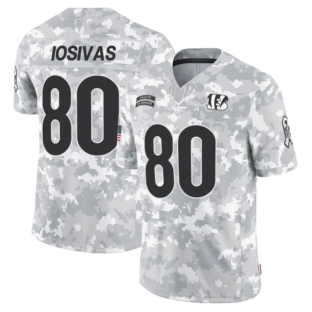 C.Bengals #80 Andrei Iosivas Player Arctic Camo Salute to Service Limited Football Jerseys
