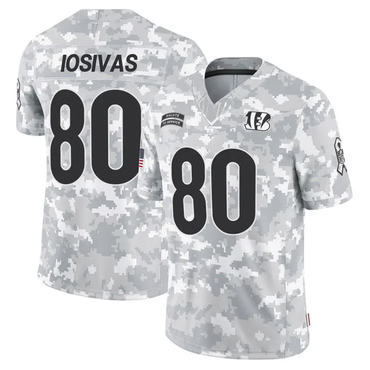 C.Bengals #80 Andrei Iosivas Player Arctic Camo Salute to Service Limited Football Jerseys