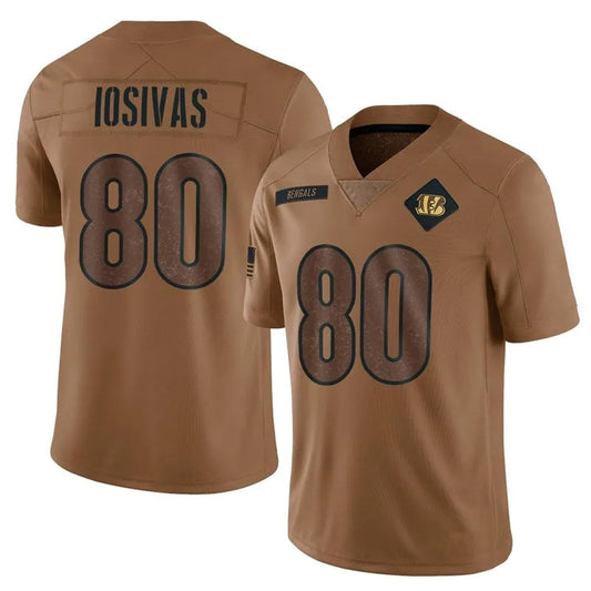 C.Bengals #80 Andrei Iosivas Player Brown Salute To Service Limited Football Jerseys