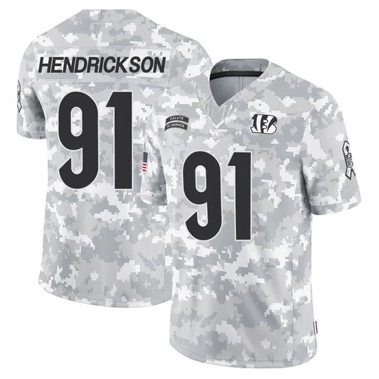 C.Bengals #91 Trey Hendrickson Player Arctic Camo Salute to Service Limited Football Jerseys