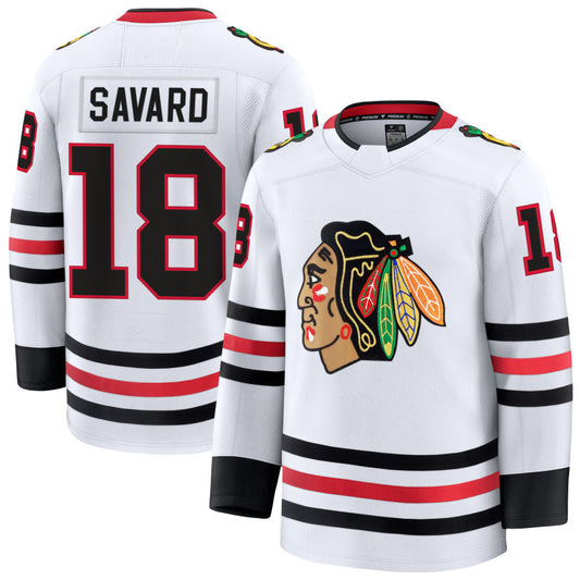 C.Blackhawks #18 Denis Savard Player Fanatics Home Premium White Hockey Jerseys