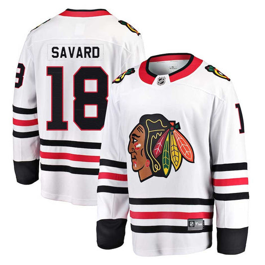 C.Blackhawks #18 Denis Savard Player Fanatics White Breakaway Home Hockey Jerseys