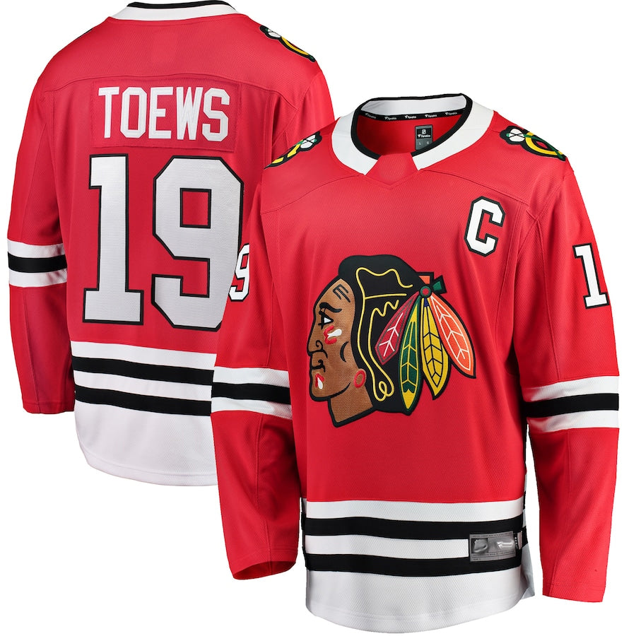 C.Blackhawks #19 Jonathan Toews Player Fanatics Red Home Breakaway Hockey Jerseys