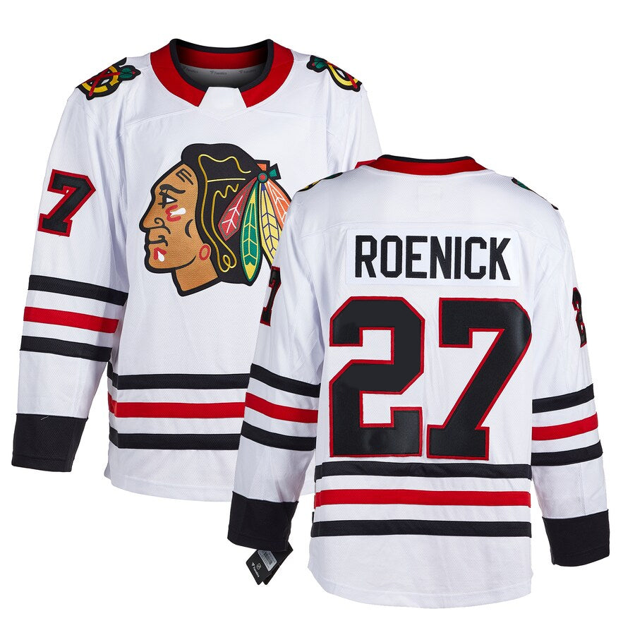 C.Blackhawks #27 Jeremy Roenick Player Fanatics White Away Breakaway Hockey Jerseys