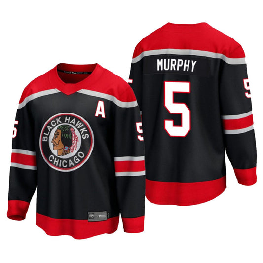 C.Blackhawks #5 Connor Murphy Player Fanatics Breakaway New Season Black Home Hockey Jerseys