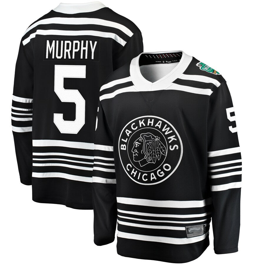 C.Blackhawks #5 Connor Murphy Player Fanatics Classic Replica Black Hockey Jerseys