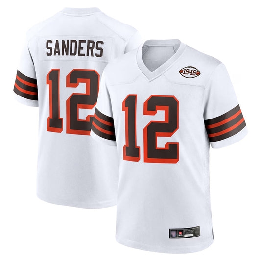 C.Browns #12 Shedeur Sanders Player White Home Game Football Jerseys