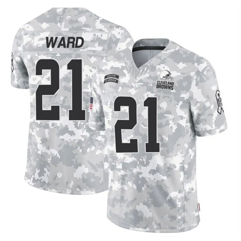 C.Browns #21 Denzel Ward Player Arctic Camo Salute to Service Limited Football Jerseys