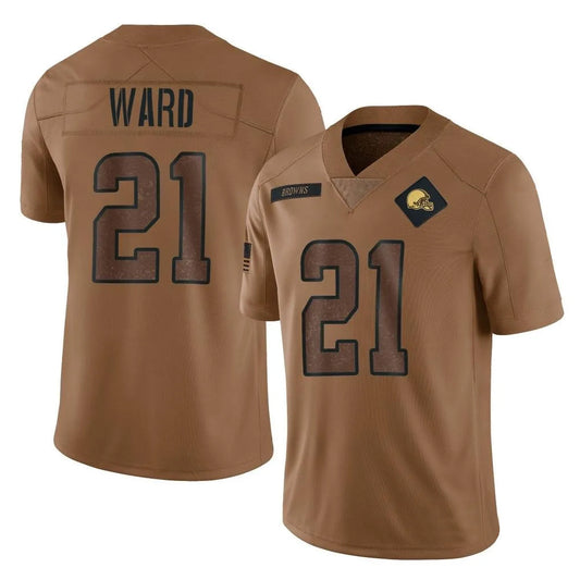 C.Browns #21 Denzel Ward Player Brown Salute To Service Limited Football Jerseys