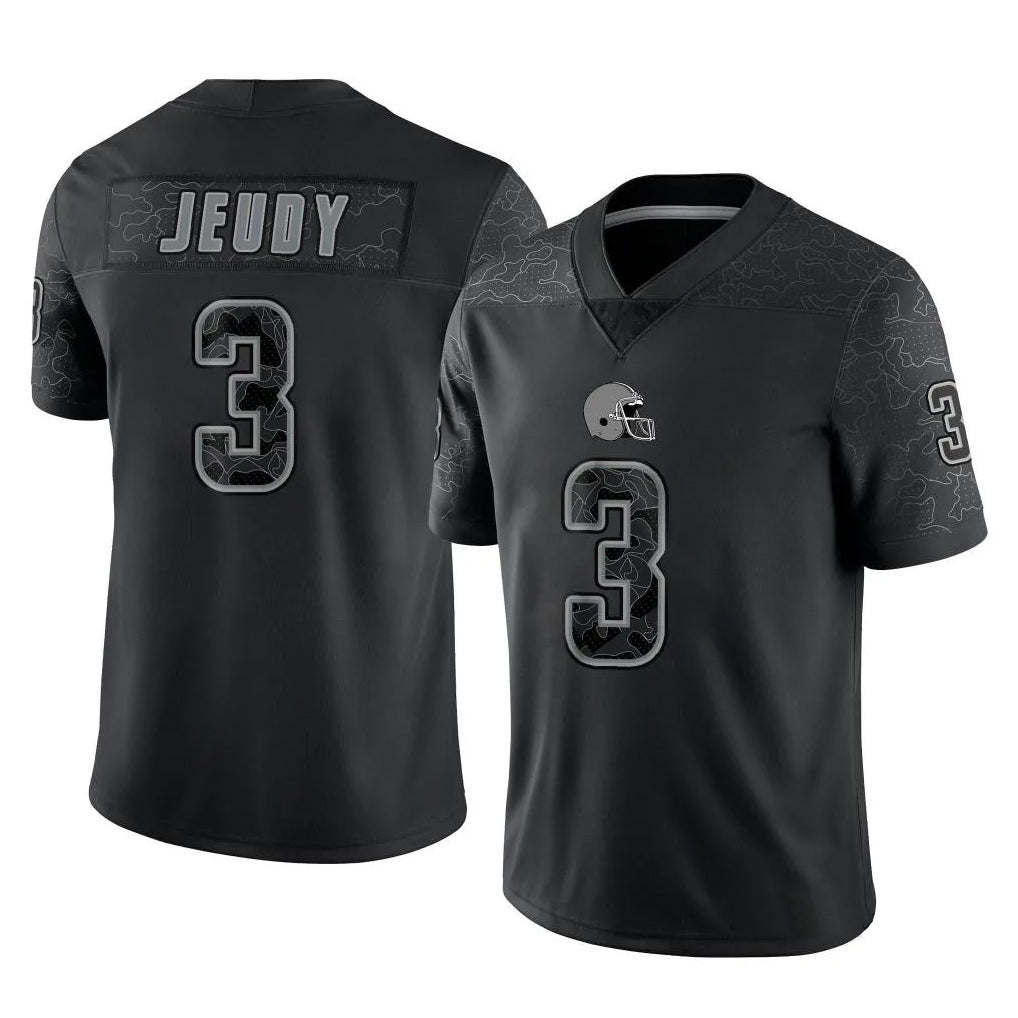 C.Browns #3 Jerry Jeudy Player Black RFLCTV Limited Football Jerseys