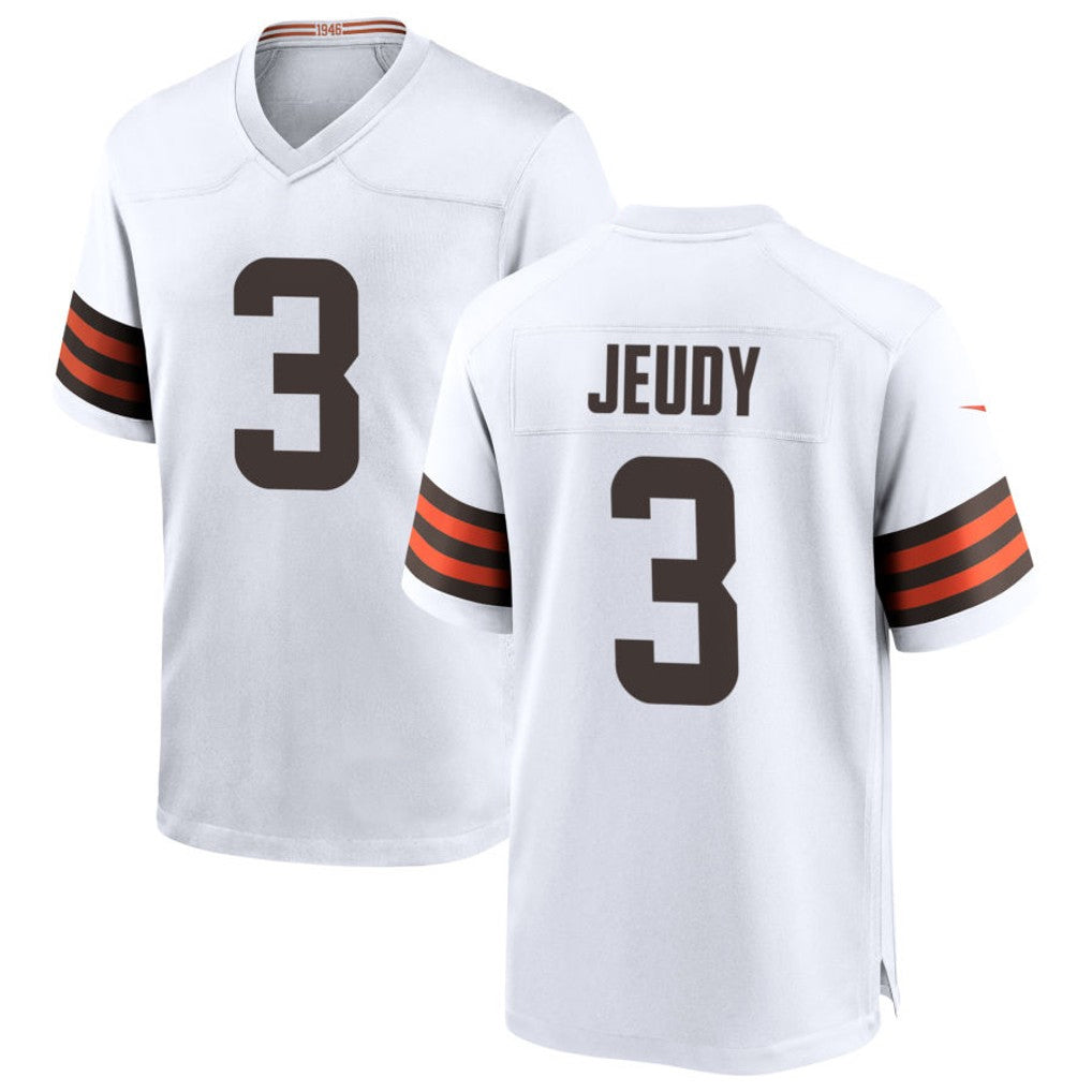 C.Browns #3 Jerry Jeudy Player White Home Game Football Jerseys