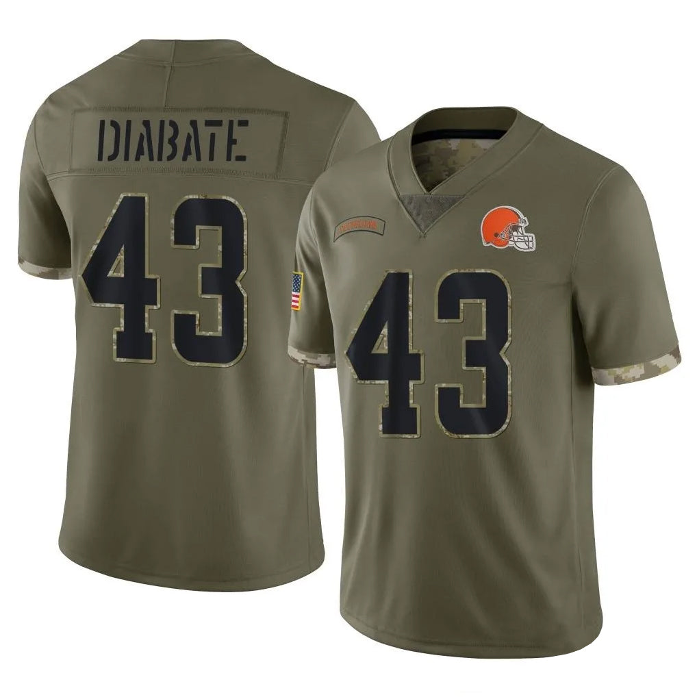 C.Browns #43 Mohamoud Diabate Player Salute To Service Limited Olive Football Jerseys