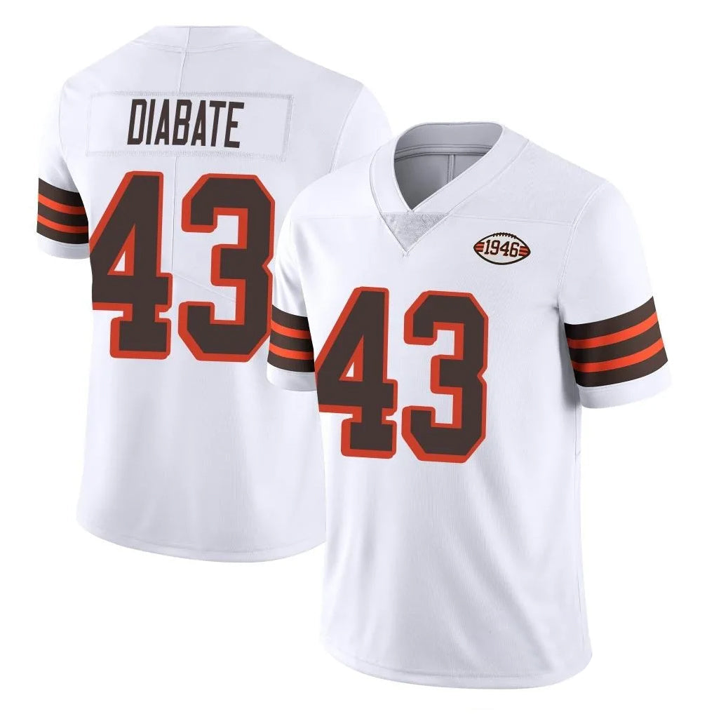 C.Browns #43 Mohamoud Diabate Player White Vapor Limited Football Jerseys