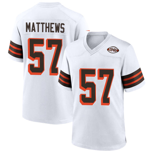 C.Browns #57 Clay Matthews Player 1946 Collection Alternate White Football Jerseys