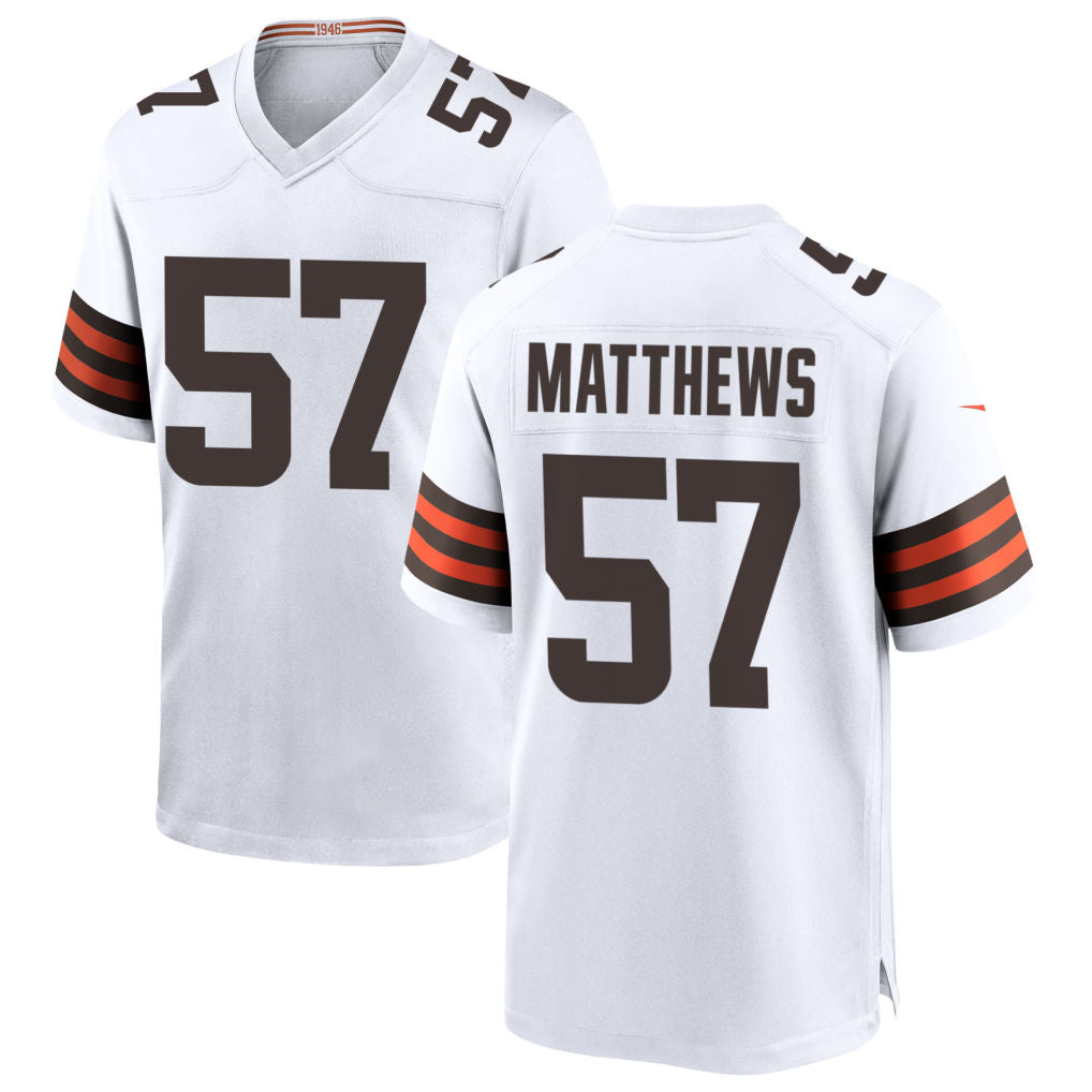 C.Browns #57 Clay Matthews Player White Home Game Football Jerseys
