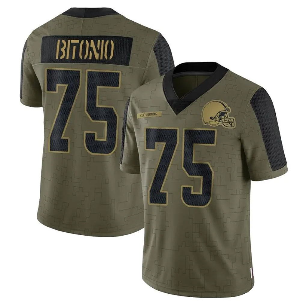C.Browns #75 Joel Bitonio Player Salute To Service Limited Olive Football Jerseys