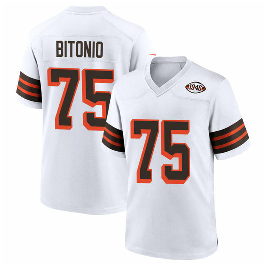 C.Browns #75 Joel Bitonio Player White Alternate Home Game Football Jerseys