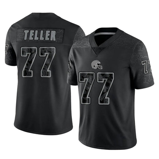C.Browns #77 Wyatt Teller Player Black RFLCTV Limited Football Jerseys