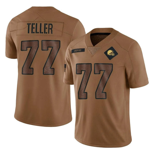C.Browns #77 Wyatt Teller Player Brown Salute To Service Limited Football Jerseys