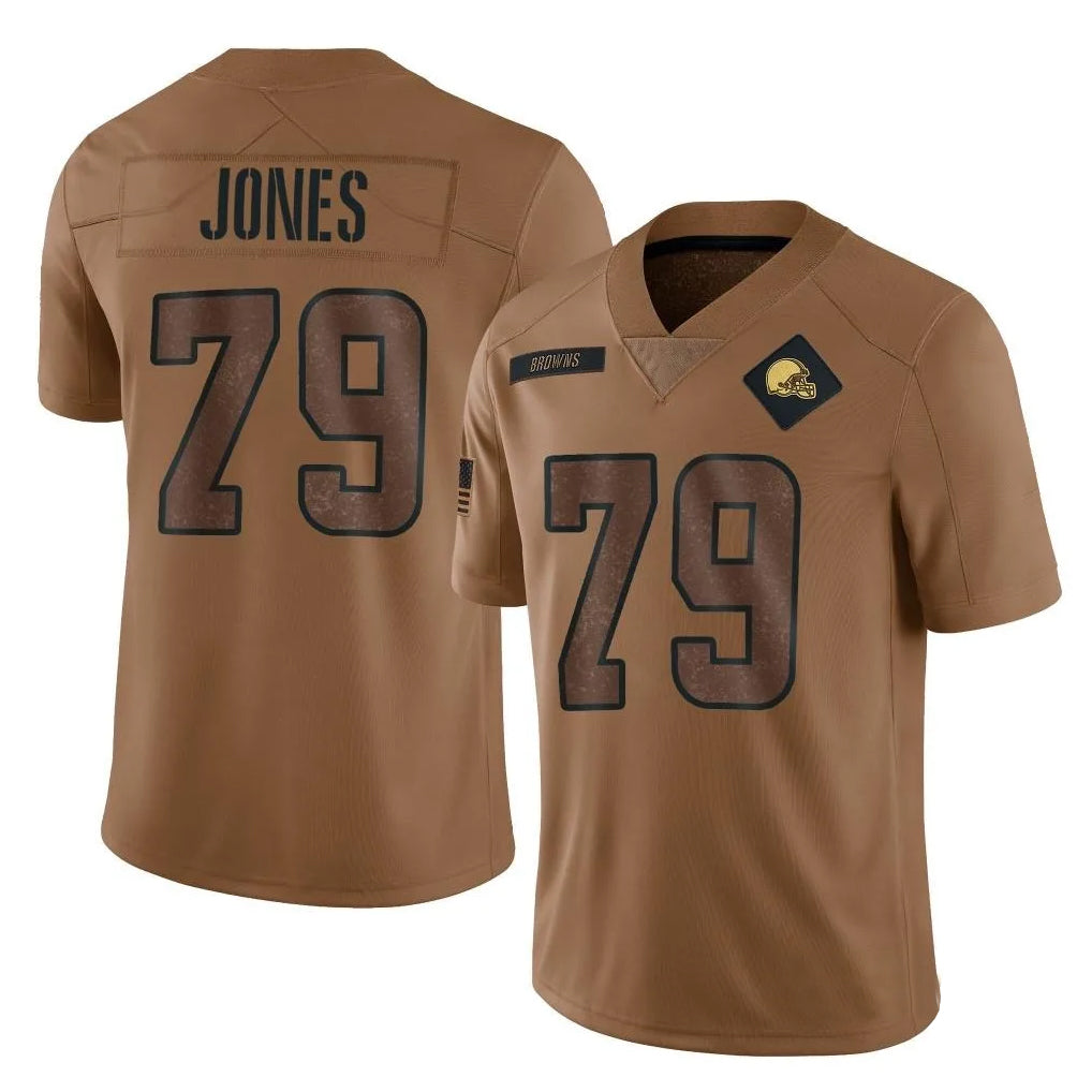 C.Browns #79 Dawand Jones Player Brown Salute To Service Limited Football Jerseys