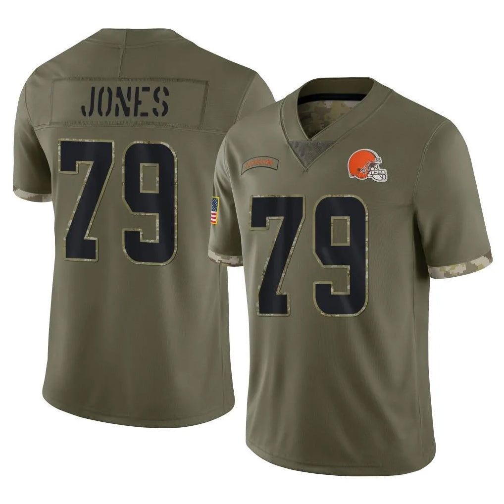 C.Browns #79 Dawand Jones Player Salute To Service Limited Olive Football Jerseys