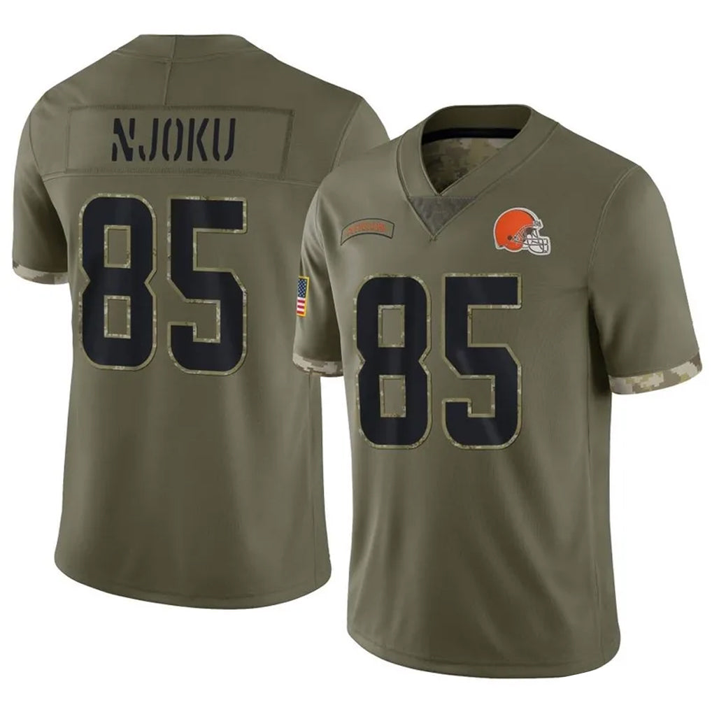 C.Browns #85 David Njoku Player Salute To Service Limited Olive Football Jerseys