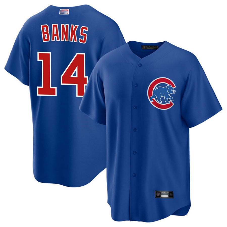 C.Cubs #14 Ernie Banks Player Blue Replica Game Baseball Jerseys