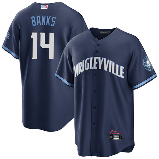 C.Cubs #14 Ernie Banks Player Navy City Connect Baseball Jerseys