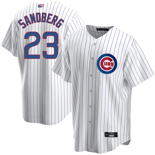 C.Cubs #23 Ryne Sandberg Player White Home Pinstripe Replica Baseball Jerseys