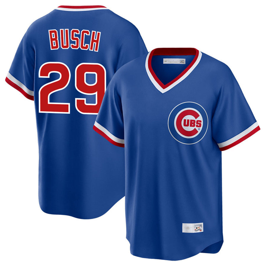 C.Cubs #29 Michael Busch Player Blue Cooperstown Baseball Jerseys