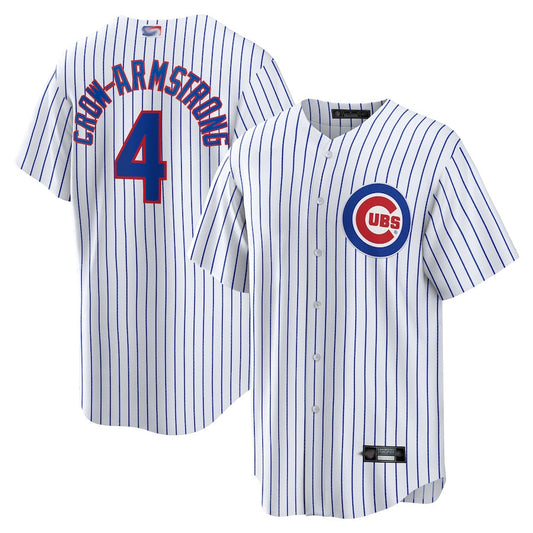 C.Cubs #4 Pete Crow-Armstrong Player White Home Replica Baseball Jerseys
