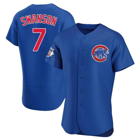 C.Cubs #7 Dansby Swanson Player Blue Home Limited Elite Baseball Jerseys