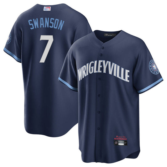 C.Cubs #7 Dansby Swanson Player City Connect Replica Baseball Jerseys