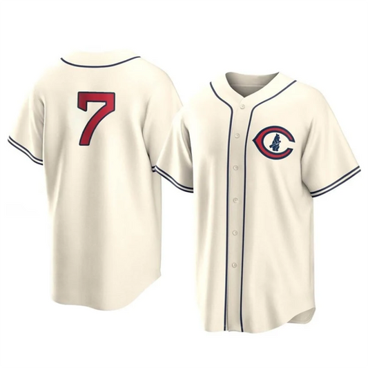 C.Cubs #7 Dansby Swanson Player Cream Home Replica Baseball Jerseys