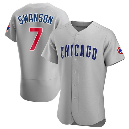 C.Cubs #7 Dansby Swanson Player Gray Home Limited Elite Baseball Jerseys