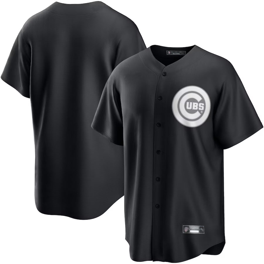 C.Cubs Blank Player Black Lights Out Replica Baseball Jerseys
