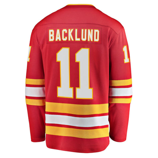 C.Flames #11 Mikael Backlund Player Fanatics Home Breakaway Red Hockey Jerseys