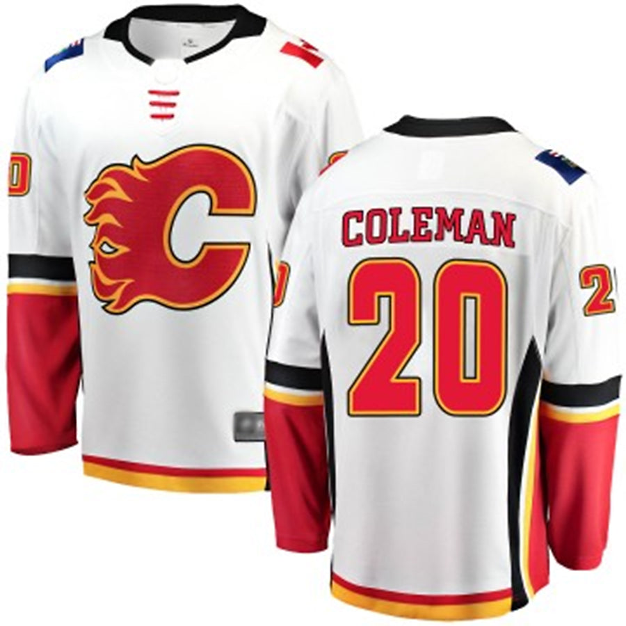 C.Flames #20 Blake Coleman Player Fanatics Breakaway White Hockey Jerseys