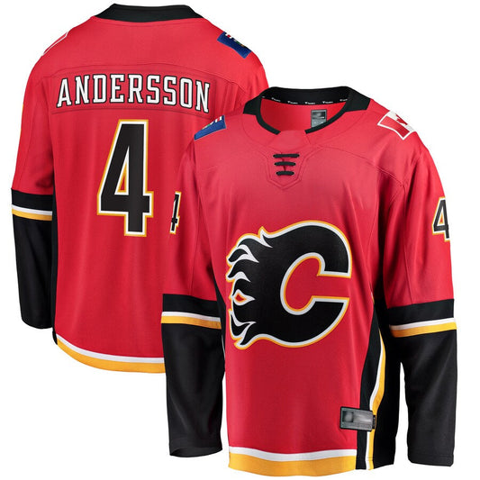 C.Flames #4 Rasmus Andersson Player Fanatics Breakaway Red Hockey Jerseys