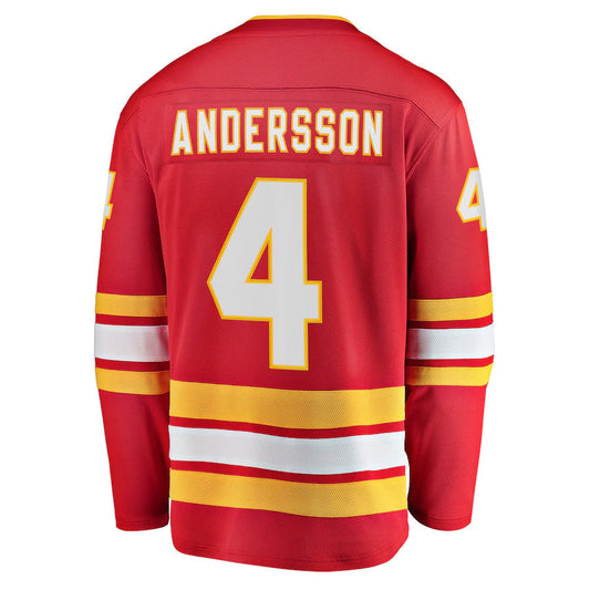 C.Flames #4 Rasmus Andersson Player Fanatics Home Breakaway Red Hockey Jerseys